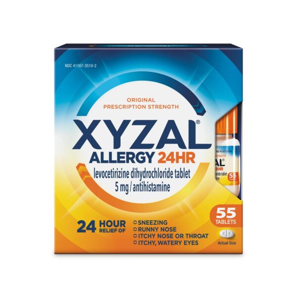 Xyzal Allergy Tablets 24-Hour Allergy Relief, Original Prescription Strength, 55 Ct - Image 3